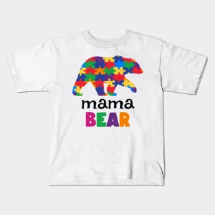 Puzzle Mama Bear Autism Awareness Gift for Birthday, Mother's Day, Thanksgiving, Christmas Kids T-Shirt